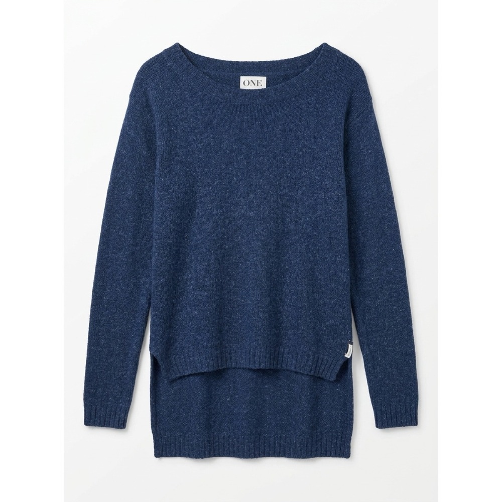 ONE by One Teaspoon Blue Fuzzy Wool Blend Oversized Sweater Women's S Boat Neck
